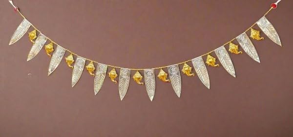 German Silver Ganesh Golden Silver 38" toran